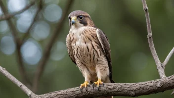 En ung falk med brune og hvite fjær, sittende på en gren.