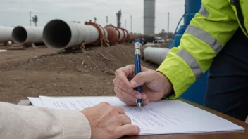 En person som signerer en kontrakt med et gasselskap.