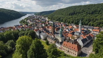 Et malerisk landskap av Charlottenlunds, som viser dens unike arkitektur og omgivelser.