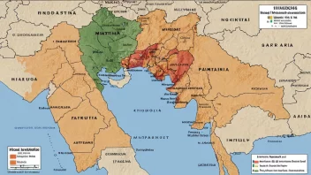 Et kart over Hindustans-regionen i Nord-India og Pakistan.