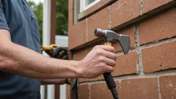 En person som utfører skjøtsel på et hus.