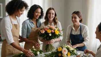 En gruppe blomsterhandlere som samarbeider og sosialiserer sammen.