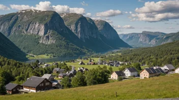 Et malerisk landskap av Dombås, som viser dens naturskjønnhet og strategiske beliggenhet.