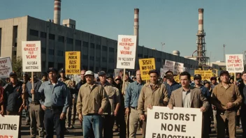 En gruppe arbeidere som streiker, protesterer mot sine arbeidsforhold eller som en del av en arbeidskonflikt.