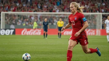 Et bilde av en norsk landslagskjempe i aksjon på fotballbanen.