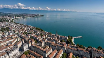 Lausanne, en by i Sveits, beliggende på bredden av Genfersjøen.