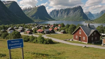 En malerisk by eller landsby i Norge, omgitt av fjorder eller fjell.