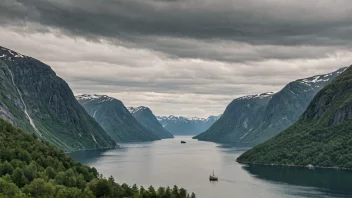 Et fredelig landskap av en norsk fjord under fangstsesongen.