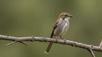 En sjelden fugleart sitter på en gren, med en subtil bakgrunn for å understreke sjeldenheten til arten.