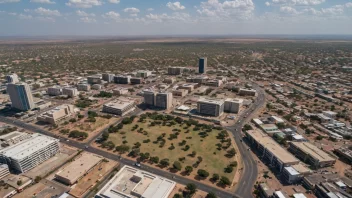 Flyfoto av Gaborone, hovedstaden i Botswana