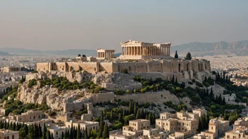 Akropolis i Aten, Hellas, med Parthenon i sentrum og bylandskapet i bakgrunnen.