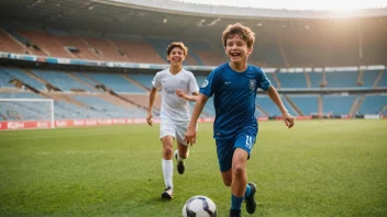 En ung gutt som spiller fotball på et stadion, jager drømmene sine.