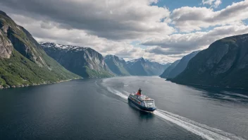 En ferje som seiler gjennom norske fjorder.