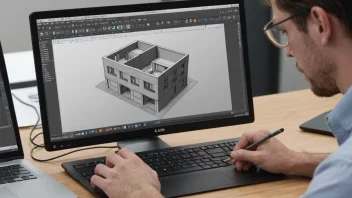 En person som bruker CAD-programvare på en datamaskin for å designe en 3D-modell.