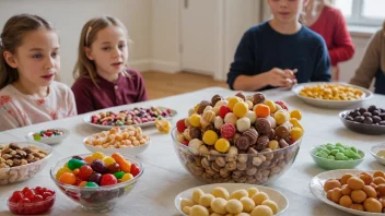 Et fargerikt og innbydende bilde av norske godterier, som fanger opp spenningen og gleden ved å nyte søtsaker på en lørdag.