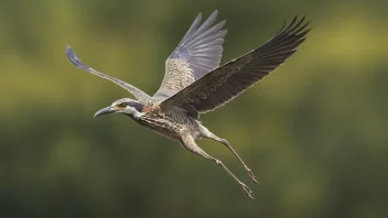 Et bilde av en beinflyr fugl i flukt, som viser dens lange bein og raske vingebevegelser.