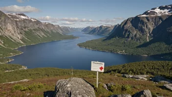 Et idyllisk norsk landskap med en skilt eller et kart som viser navnet Innsmølas