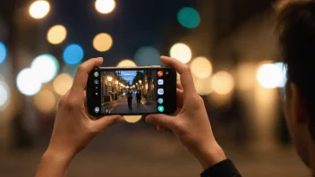 En amatør fotograf tar et bilde med en smarttelefon.