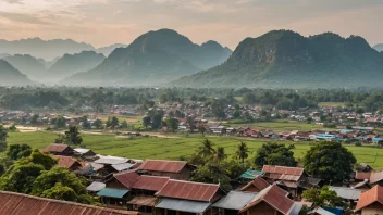 Et malerisk landskap av Laos med en blanding av naturskjønnhet og kulturarv.