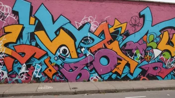 Et fargerikt graffiti-kunstverk på en bymur, som viser en blanding av kreativ uttrykk og urban kultur.