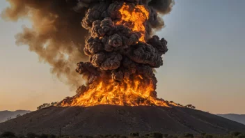 Et stort bål med flammer som når høyt opp i luften