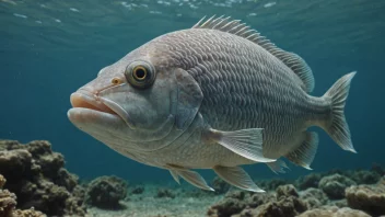 En fisk med skinnende skjell som svømmer i havet.