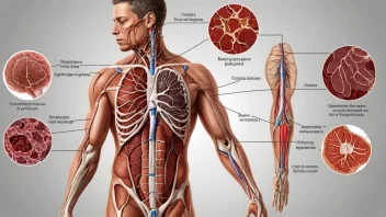 Et bilde av menneskekroppen med fremhevede fysiologiske prosesser.