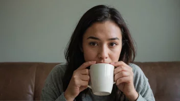 En person som drikker en kopp kaffe raskt