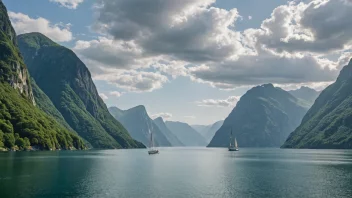 En åndeløs utsikt over Årdalsfjorden i Norge, som viser dens naturlige skjønnhet og ro.