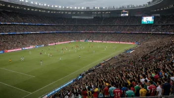 Et fotballstadion fylt med ivrige tilskuere, finalen er i ferd med å begynne.