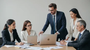 En salgsstab som diskuterer strategier