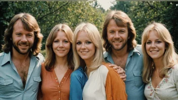 Abba, den svenske popgruppen, poserer sammen på 1970-tallet.