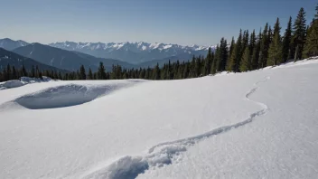 En skrense på et fjell, med en glatt og ubrudt snøoverflate.