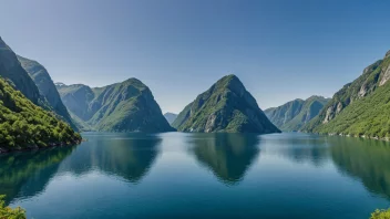 En malerisk fjord med en fredelig atmosfære, perfekt for båttrafikk og fisking.