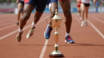 En person som deltar i flere idretter, med en trofé eller medalje i forgrunnen.