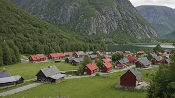 Et pittoreskt norsk landsby eller by med en tydelig indikasjon av navnet 'Bruviks'.