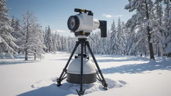 Et bilde av en snøfallsmåler i et vinterlandskap