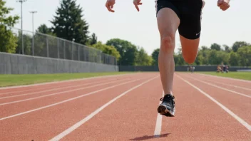 En person som sprinter på en bane, med en hastighetsmåler i bakgrunnen.