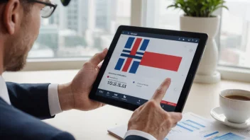 En bedriftseier som holder en tablet med en graf som viser en økning i investeringer og vekst.