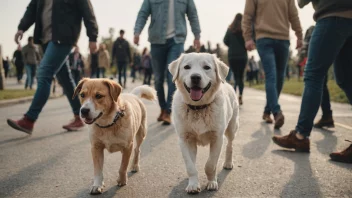 En person som går med en hund, symboliserer kammeraderi og inklusjon.