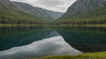 En fredelig innsjø i fjellene i Norge.