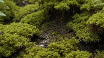 Et Skogmos i en skog, med spesifikke plantearter og et fuktig miljø.