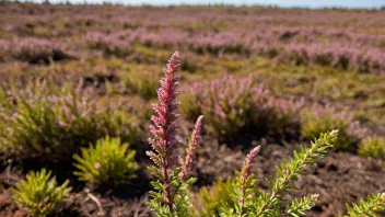 En Calluna-plante som vokser i en torvmyr