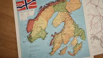 Et kart over Norge delt inn i valgdistrikter, med en stemmeboks og stemmesedler i forgrunnen.