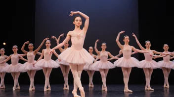 En skoleballett-forestilling med studenter som danser på scenen