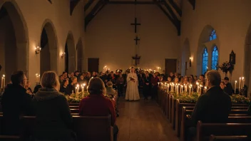 En varm og invitende juleandakt i en tradisjonell norsk kirke.