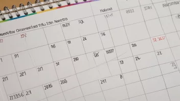 En kalender med alle dagene i året, inkludert helligdager og andre viktige datoer.