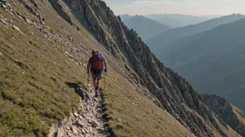 En person som klatrer et fjell på en tur