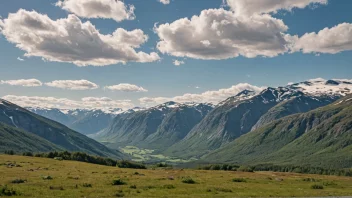 Et bilde av en norsk dal med et typisk innlandsklima, med kalde vintre og milde somre.