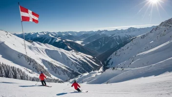 Et vakkert fjellandskap med mennesker som nyter alpine aktiviteter.